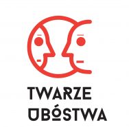 Logotyp konkursu dla dziennikarzy "Twarze Ubóstwa". Narysowany kontur profilu twarzy odbijającej się w lustrze.