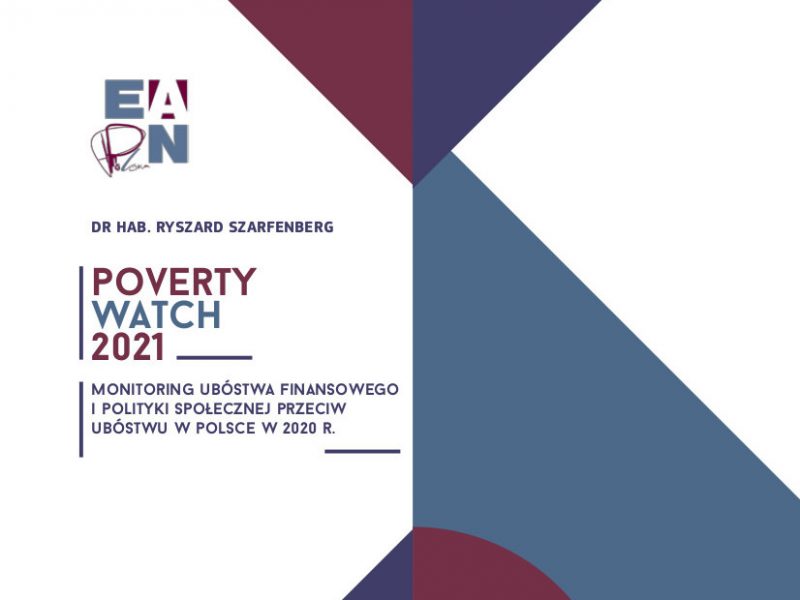Fragment okładki raportu "Poverty Watch 2021. Monitoring ubóstwa finansowego i polityki społecznej przeciw ubóstwu w Polsce w 2020 r.”